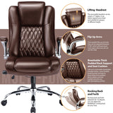 High Back Office Chair with Flip-up Armrests - Lifting Headrest, Built-in Adjustable