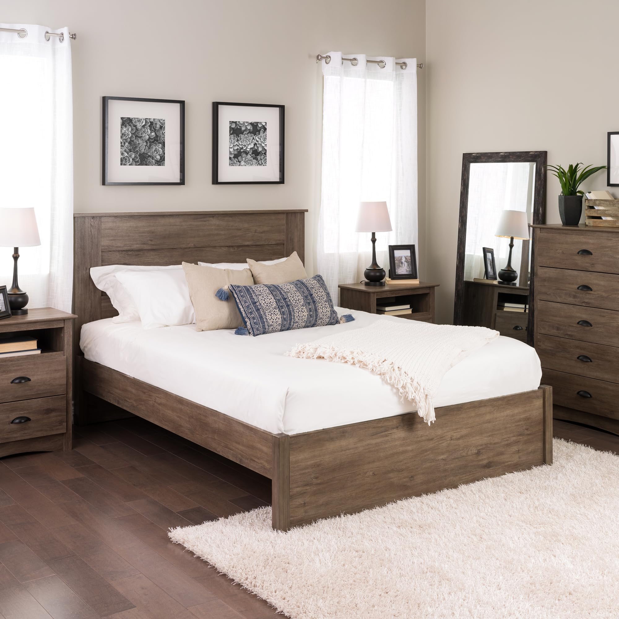 Select Queen 4-Post Raised Platform Bed with Under Bed Storage Space