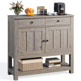 Buffet Sideboard Cabinet with Storage, 33.5''H Farmhouse Coffee Bar with 2 Cabinets and 2 Drawers,