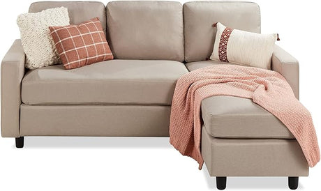 Upholstered Sectional Sofa for Home, Apartment, Dorm, Bonus Room, Compact Spaces