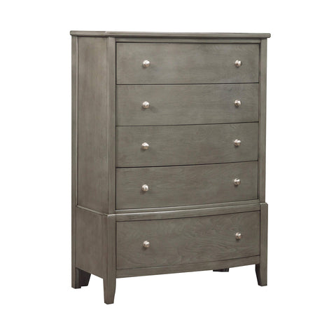 Benjara Wooden Chest with Natural Grain Texture Finish and 5 Drawers, Gray