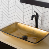 Rectangular Gold Glass Vessel Bathroom Sink, 22 inch GVR-210-RE