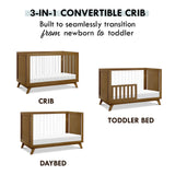 Otto 3-in-1 Convertible Crib in Walnut with Acrylic Slats, Greenguard Gold Certified