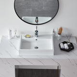 24"X19" Rectangle Vessel Sink with Faucet Hole,Matte White Bathroom