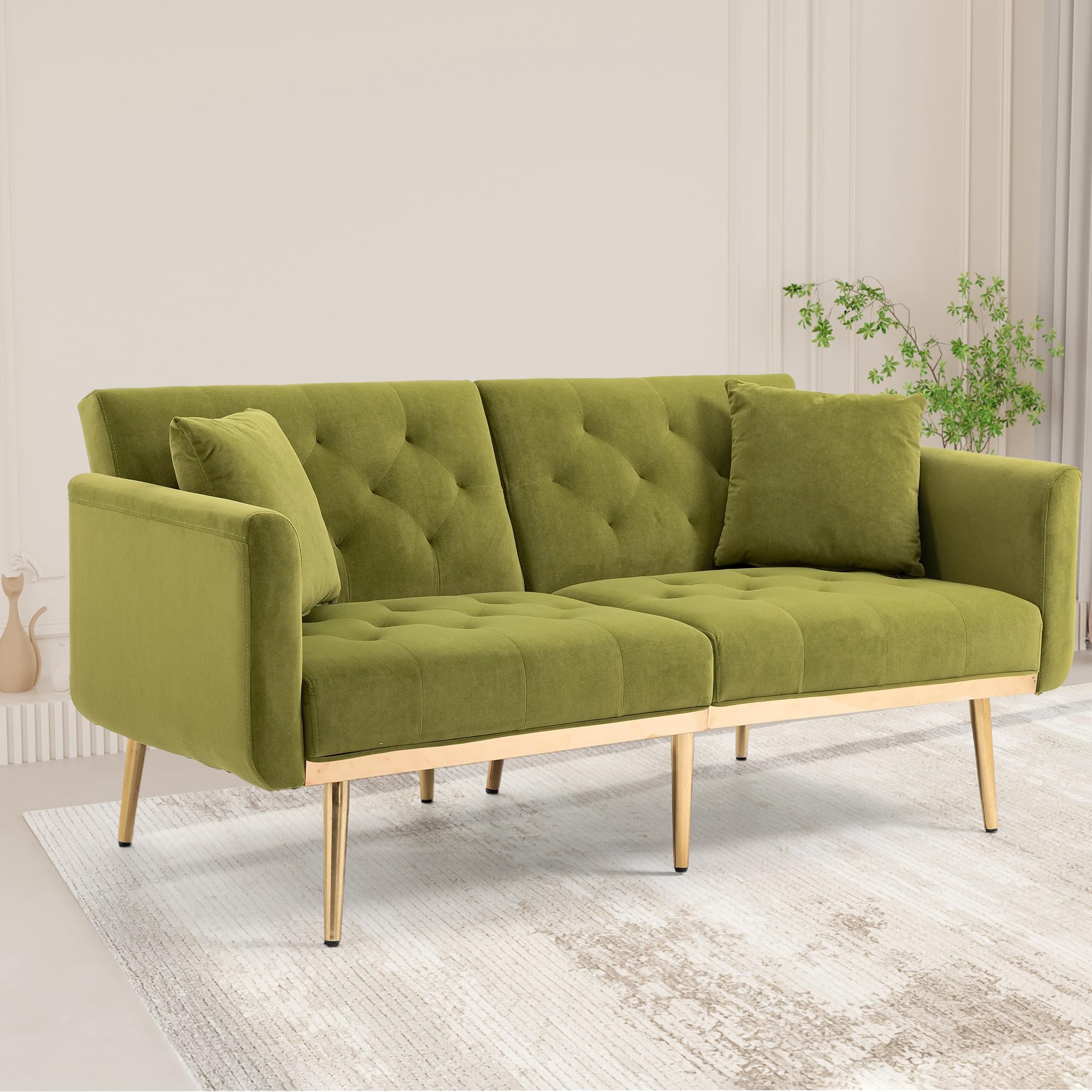 Mid-Century Modern Velvet Loveseat, Petite Accent Sofa Couch