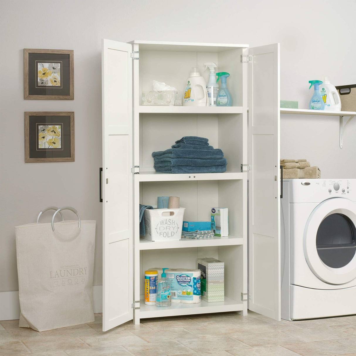 HomePlus Storage Pantry cabinets, L: 30.71" x W: 17.21" x H: 68.82", White finish