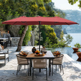 15 ft Large Patio Umbrella with Base Included, Outdoor Double-Sided Table Umbrella with Crank,