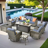 8 Pieces Patio Furniture Set Outdoor Wicker Conversation Sets