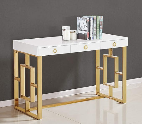 Brooke Mid-Century Modern Glossy Home Office Desk