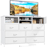 White Dresser TV Stand with Power Outlet TV Stand for Bedroom TV Stands for Living Room