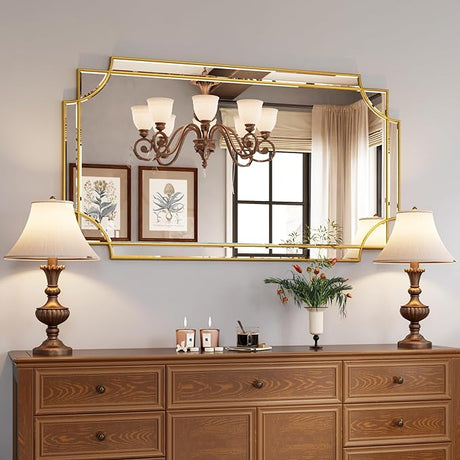 32"x48" Large Gold Mirror for Wall, Modern Decorative Mirror Rectangle Mirror Wall Vanity