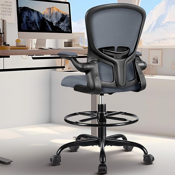 Office Desk Chairs, Ergonomic PC Desk Chair with Wheels, Adjustable Lumbar Support