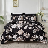 5 Piece Bed in a Bag Twin Size Comforter Set Botanical Floral Bedding Set,White Flower