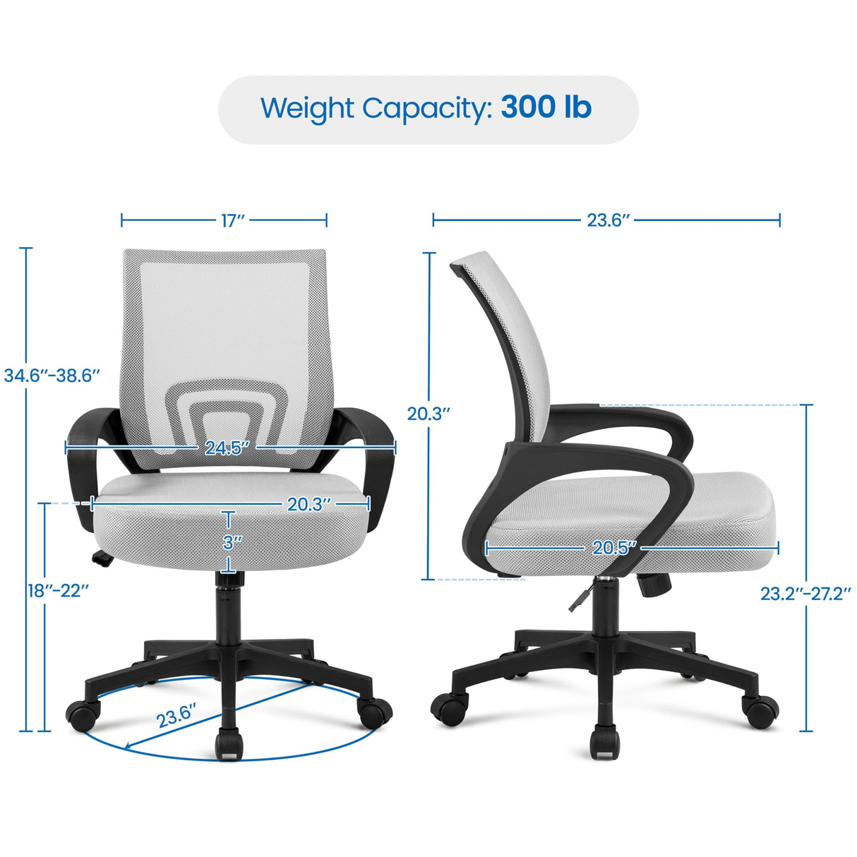 Ergonomic Office Chair Mid Back Computer Chair Mesh Desk Chair with Lumbar Support