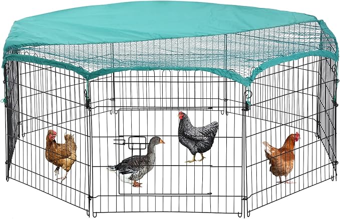 EasyPen Foldable Metal Chicken Coop – UV Cover & Secure Slide-Latch Door