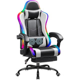 Gaming Chair with LED RGB Lights, Footrest and Massage Lumbar Support