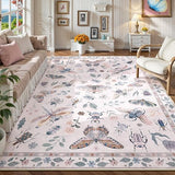 Insect Washable Area Rug 8x10 - Soft Non-Slip Bedroom Carpet