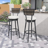 Patio Bar Stools Outdoor Swivel Bar Height Stool Chairs Set of 2