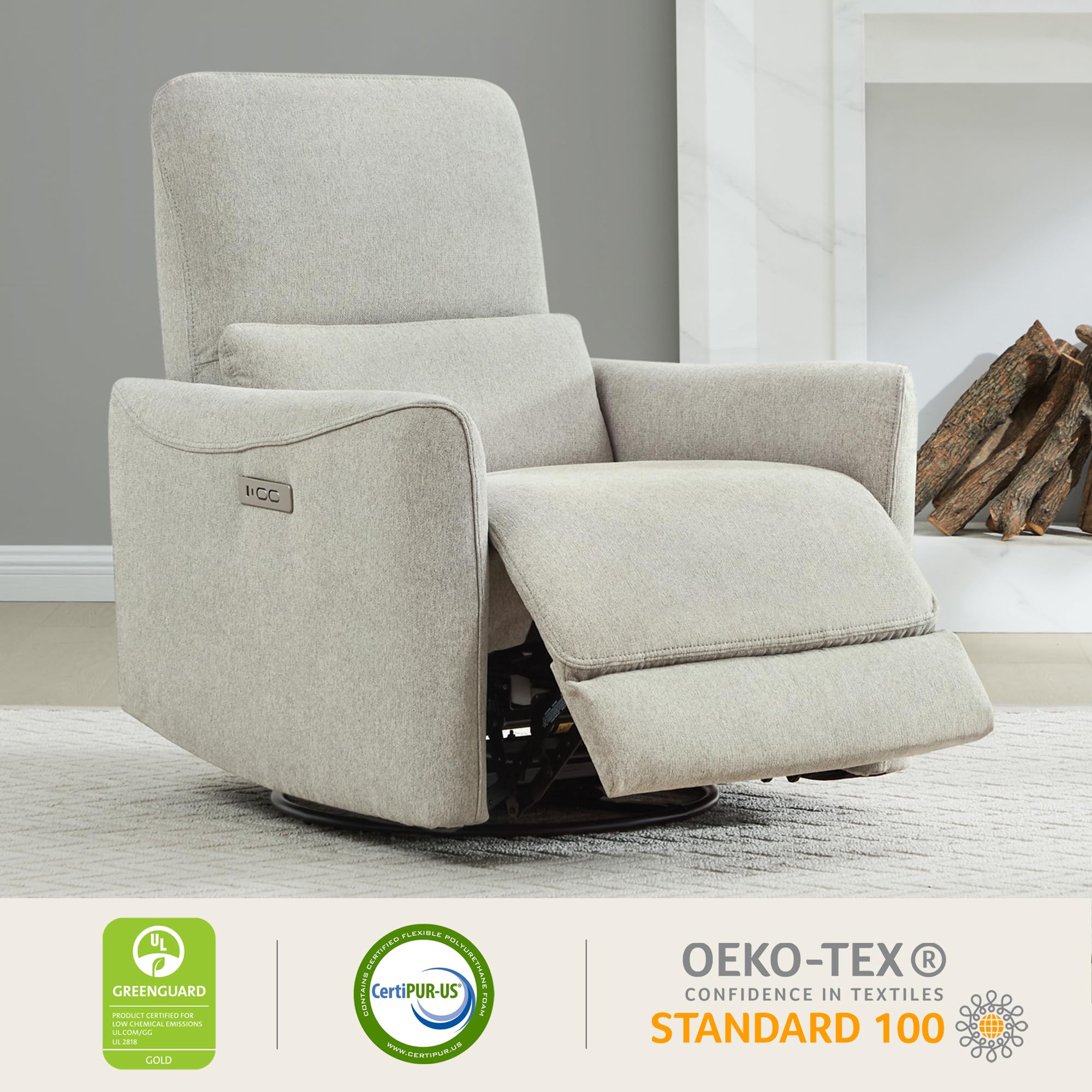 MammaNest Power Glider Swivel Recliner – 270° Rocker with USB