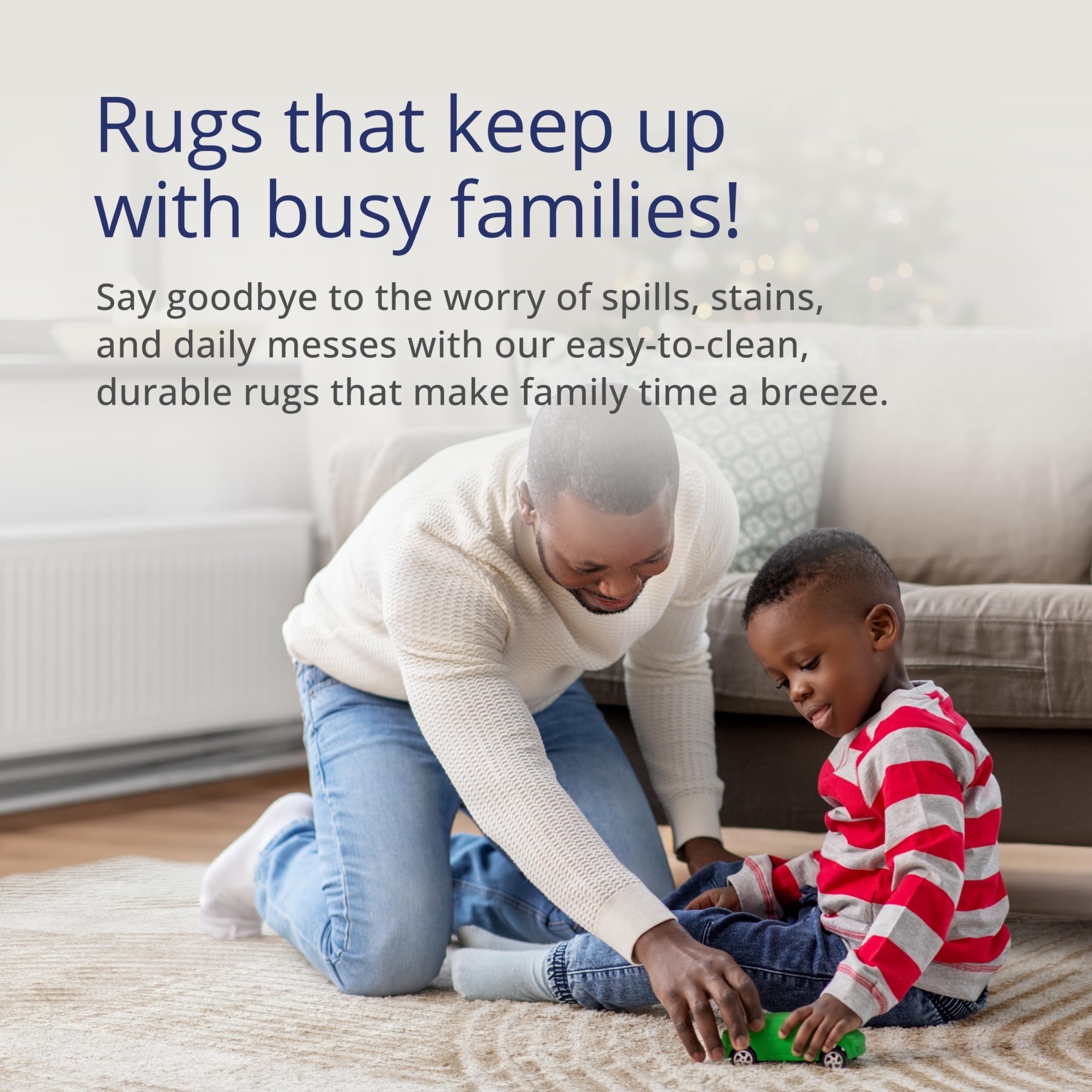 Abani Cream Area Rug for Living Room, Bedroom -Mid-Century Modern- 6' x 9' -Durable & Easy to Clean