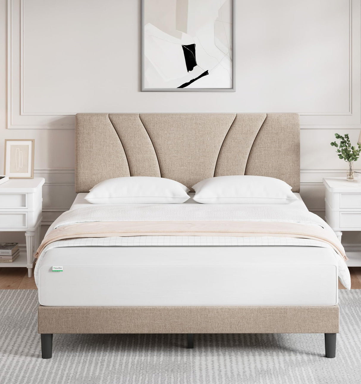 Full Size Bed Frame with Adjustable Headboard Platform Bed Frame Full Size
