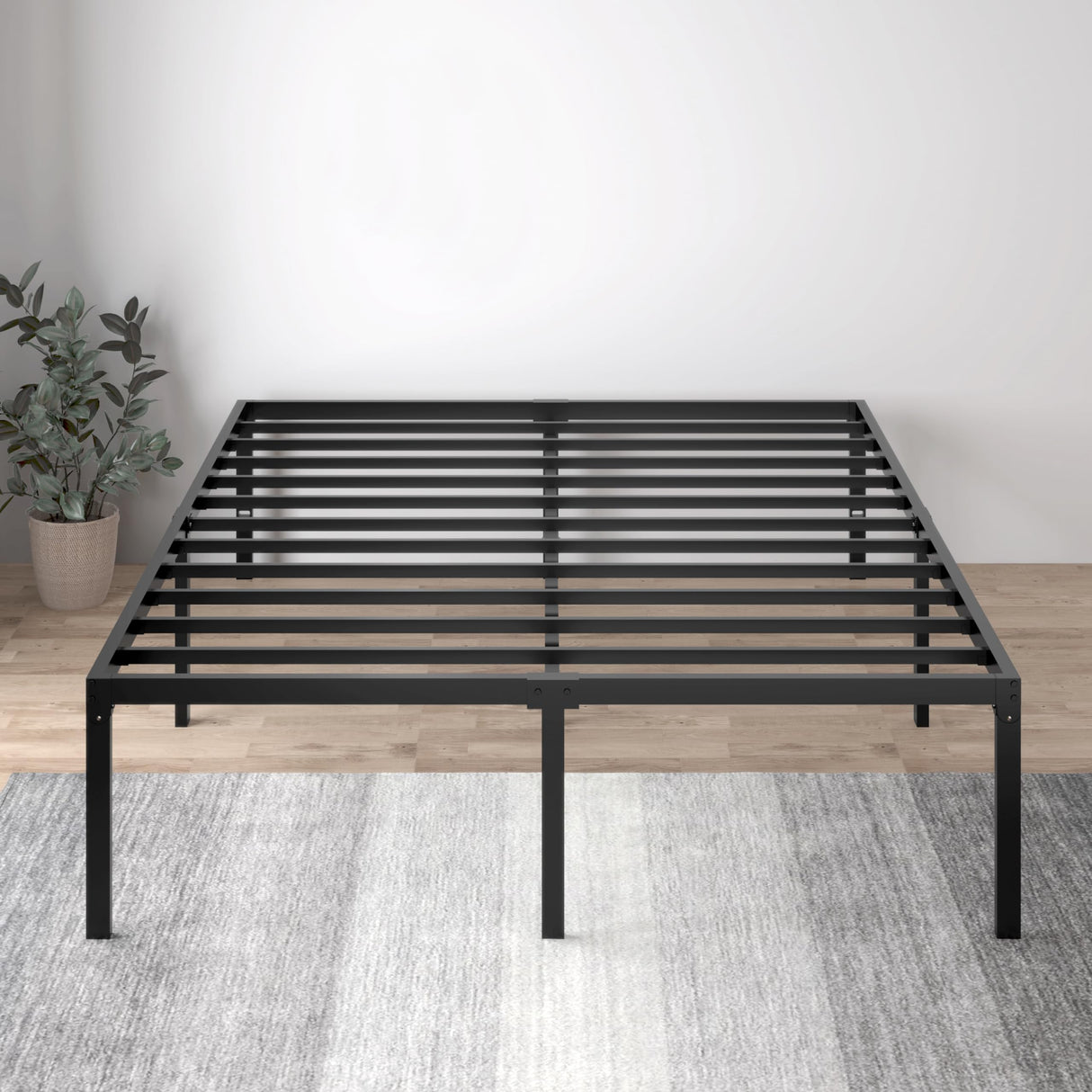 Heavy Duty Platform Bed Frame Queen Size, No Box Spring Needed, Slots