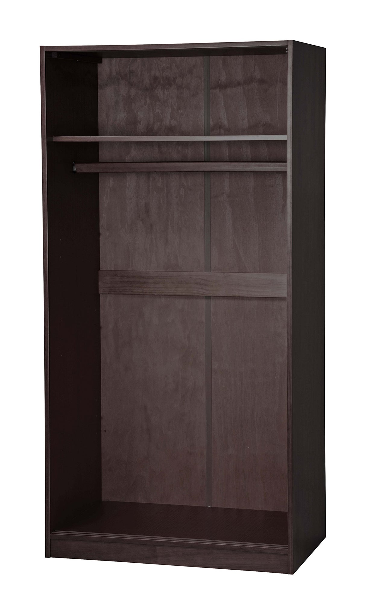 100% Solid Wood 2-Sliding Door Wardrobe Armoire, Java, 35.75" w x 72" h x 22.5" d