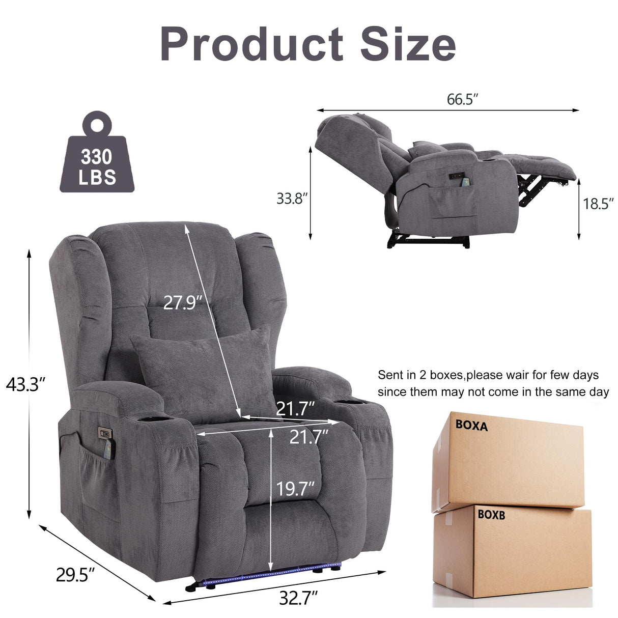 Power Recliner Chair, Home Theater Seating with LED Ambient Light