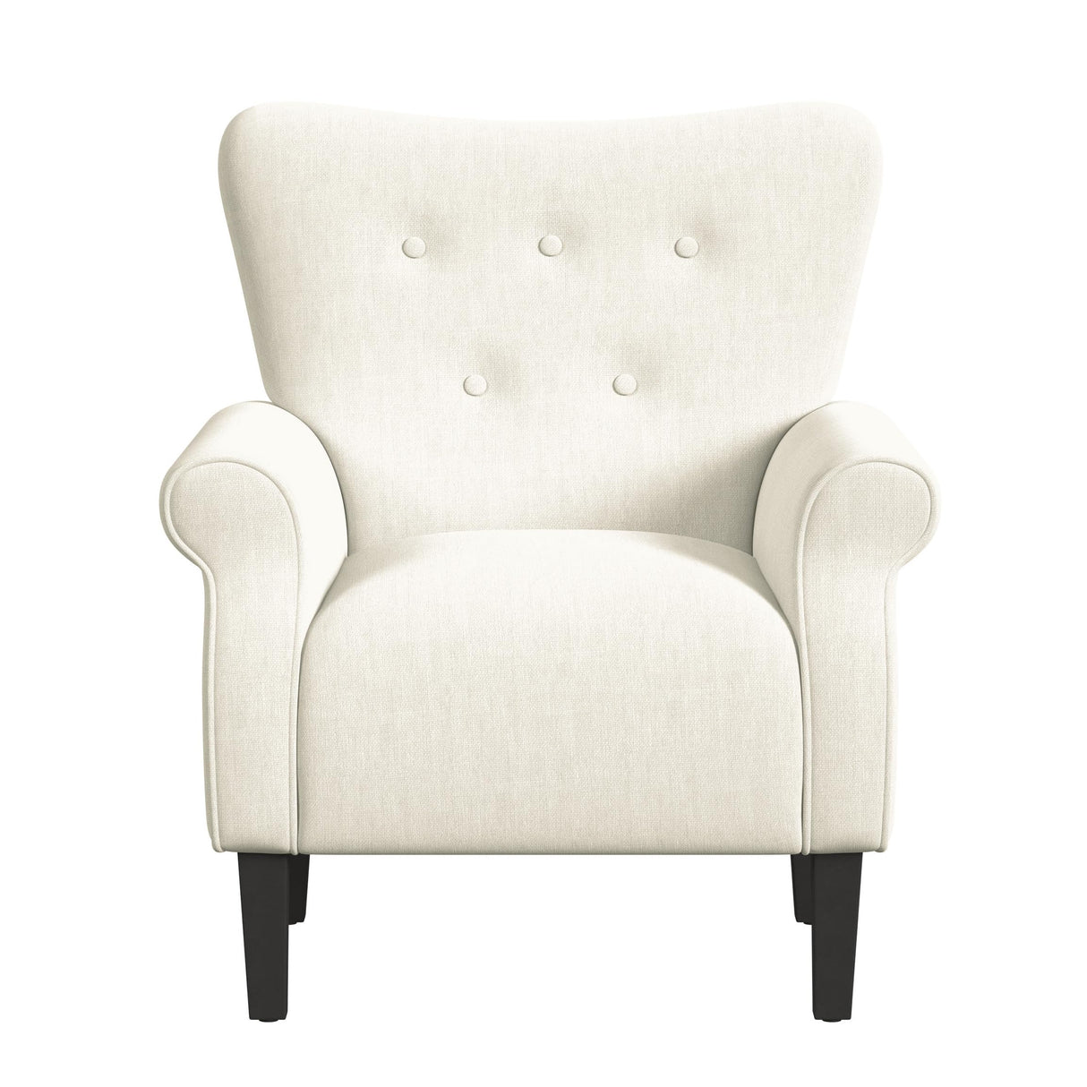 Upholstered Rolled Arm Wingback Accent Chair | Accent Chairs for Living Room & Bedroom | Decorative Home Furniture - Cream