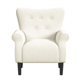 Upholstered Rolled Arm Wingback Accent Chair | Accent Chairs for Living Room & Bedroom | Decorative Home Furniture - Cream