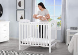 Emery Mini Convertible Baby Crib with 2.75-inch Mattress, Bianca White