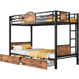Bunk Bed Twin Over Twin with Ladder and MDF Board Guardrail