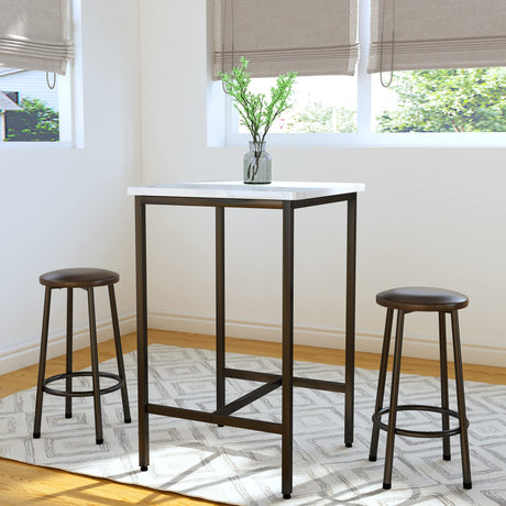 3 Pieces Bar 2 Stools, Modern Pub Table and Chairs, Kitchen Counter Height Dining