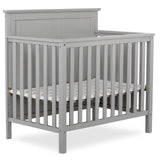 Dream On Me Ava 4-in-1 Convertible Mini Crib in Pebble Grey, 635-PG, Greenguard Gold Certified, Non-Toxic Finish, Comes with 1" Mattress Pad, with 3 Mattress Height Settings