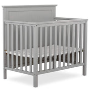 Dream On Me Ava 4-in-1 Convertible Mini Crib in Pebble Grey, 635-PG, Greenguard Gold Certified, Non-Toxic Finish, Comes with 1" Mattress Pad, with 3 Mattress Height Settings