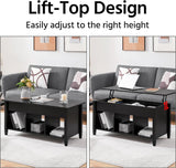 Coffee Table, Lift Top Coffee Table w/Hidden Storage Compartment & Lower 3 Cube Open