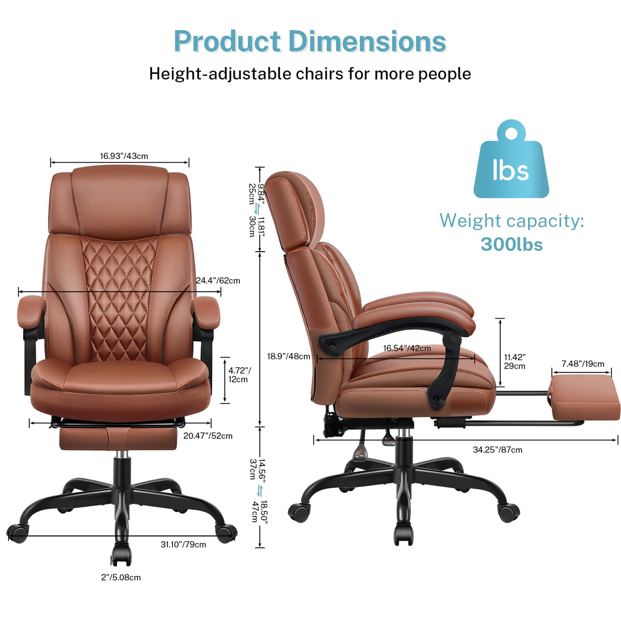 Executive Leather Office Chair, Big and Tall Office Chair