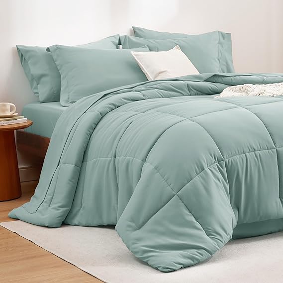 King Size Comforter Set - 7 Pieces Reversible King Bed in a Bag