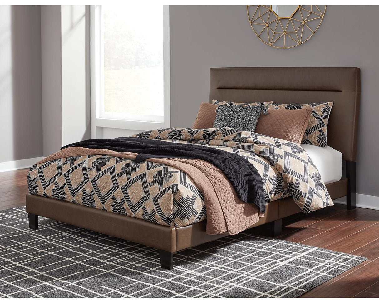 Adelloni Modern Upholstered Platform Bed with Adjustable Height Headboard,