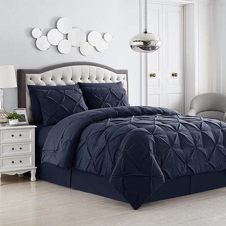 Queen Comforter Set 8 Piece Bed in a Bag with Bed Skirt