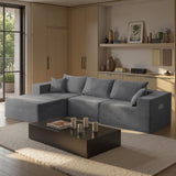 109" Modular Gray Corduroy Sofa with Side Pocket – Space-Saving Sectional Couch