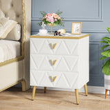 3-Drawer Nightstand Set of 2, Luxury Bedside Table End Table with Storage