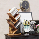 YMYNY 4 Tiers Tree Bookshelf, Retro Brown +Black,HBC014H+HBC014B