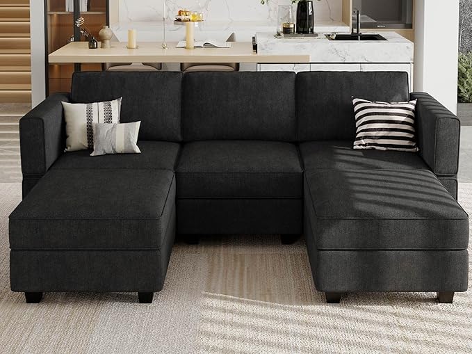 Modular Sectional Sofa Fabric U Shaped Couch Double Chaise Sectional Couch