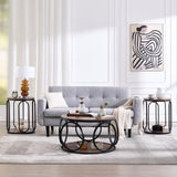 Round Industrial Coffee Table, Modern Round Coffee Table with Storage