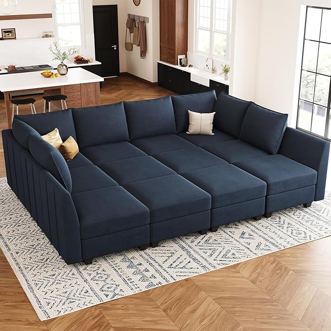 99.3”W L-Shaped Down Filled Sectional Couch, 4 Seater Modular Sofa