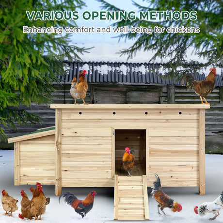 Lyromix Wooden Chicken Coop Hen House with 2 Chicken Nesting Box, Poultry Cage