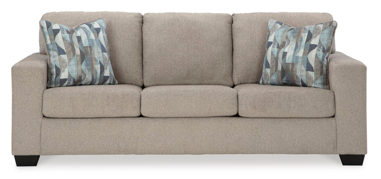 Signature Design by Ashley Deltona Contemporary 2-in-1 Sofa Sleeper with Folding Gel Memory Foam Mattress and 2 Accent Pillows, Queen, Beige