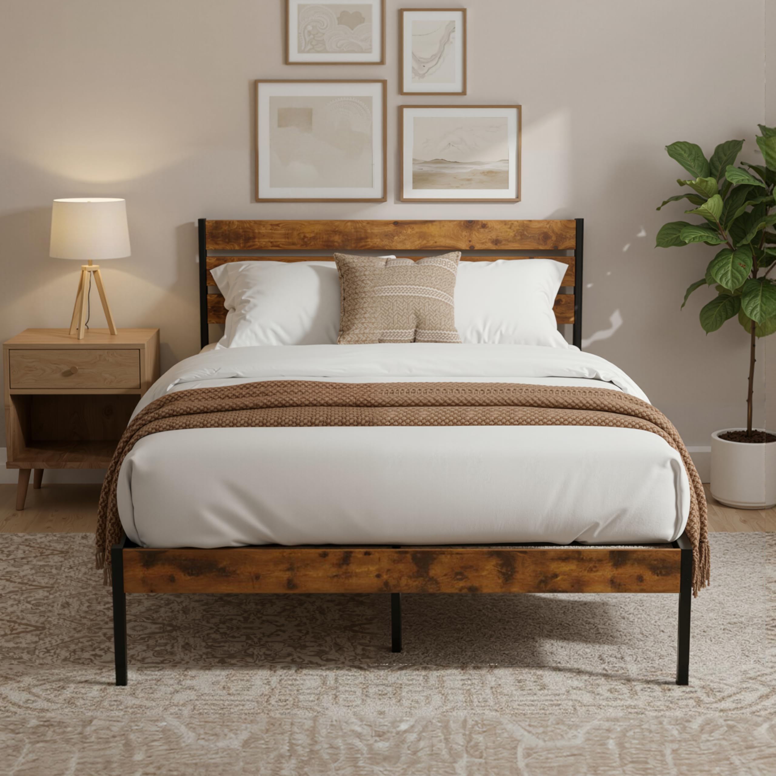 Full Size Metal Bed Frame with Headboard & Footboard