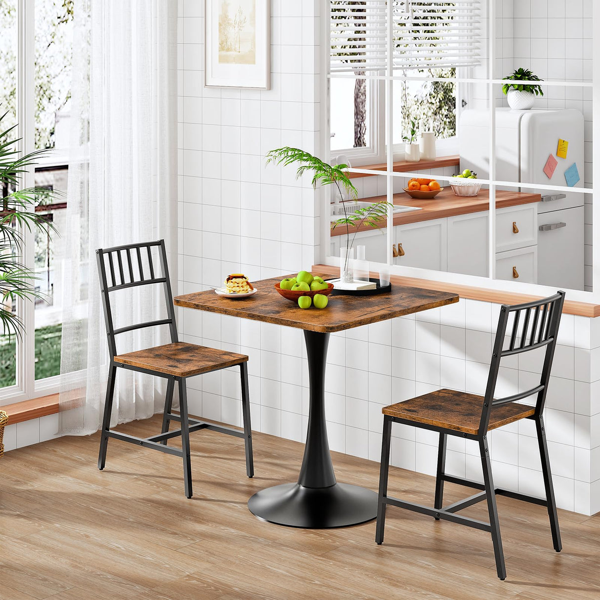 Square Dining Table for 2 - 27.6" Small Space Kitchen Table with Heavy Base